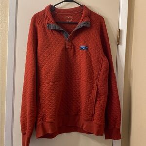 L.L. Bean Men's red/orange Quilted Zip-Up Sweater